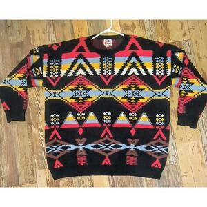 Men's 2xl Southwestern Colorful Sweater Aztec Vintage Pullover Zigzag stripe